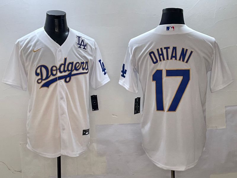 Men Los Angeles Dodgers #17 Ohtani White Blue Game 2025 Nike MLB Jersey style 4024